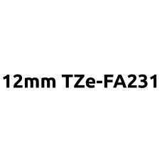 TZe-FA231 12mm Black on white fabric