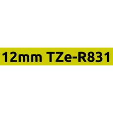 TZe-R831 12mm Black on gold ribbon