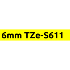 TZe-S611 6mm Black on yellow strong adhesive