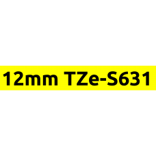 TZe-S631 12mm Black on yellow strong adhesive